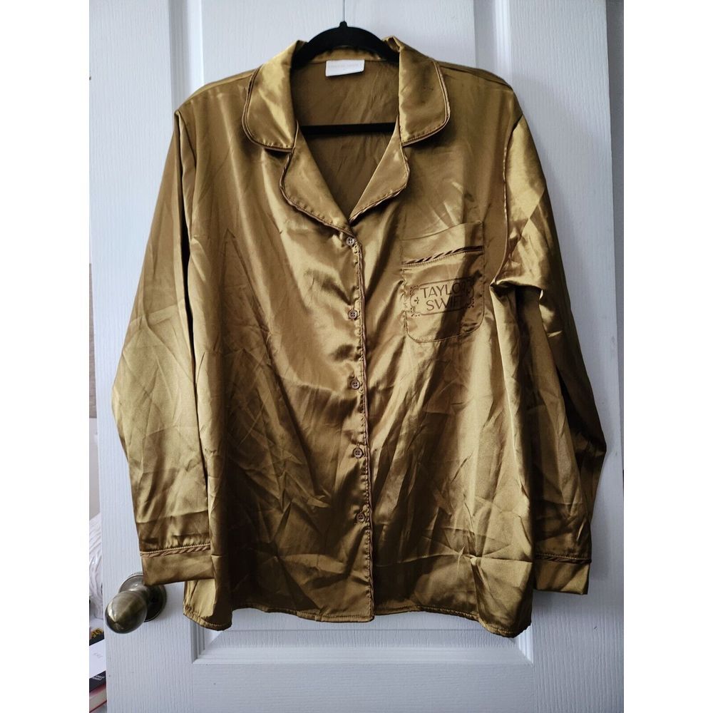 Taylor Swift Fearless Gold Taylor's Version Satin Women's Pajamas Top Size L